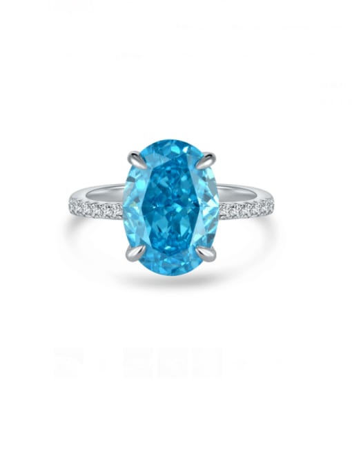 Sea Blue [R 0929B] 925 Sterling Silver High Carbon Diamond Geometric Luxury Band Ring